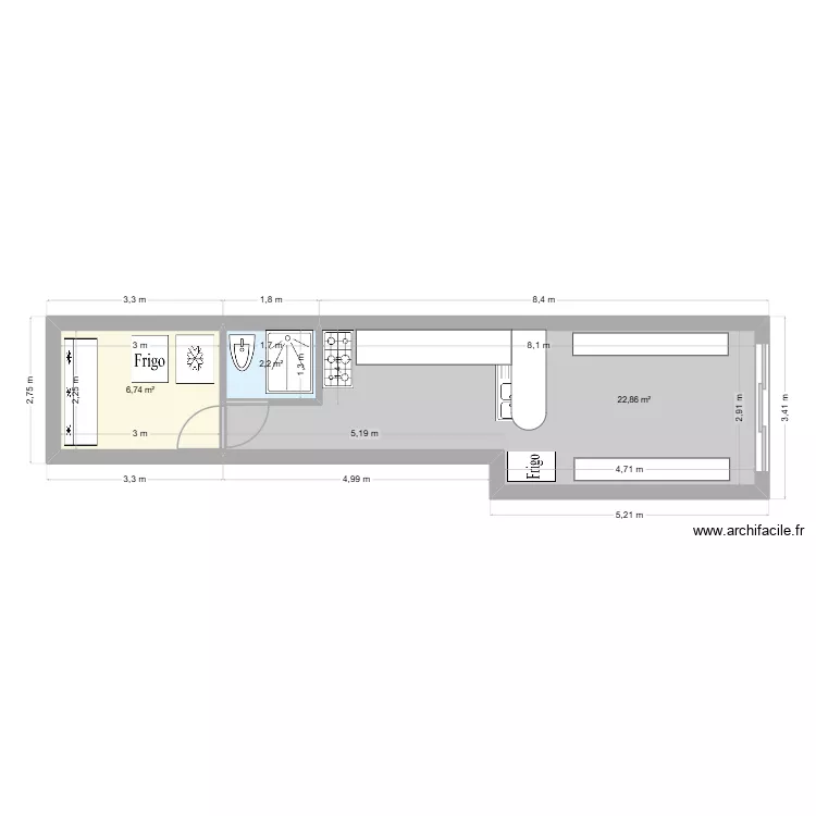 RESTAURANT ET MAGAZIN. Plan de 6 pièces et 64 m²