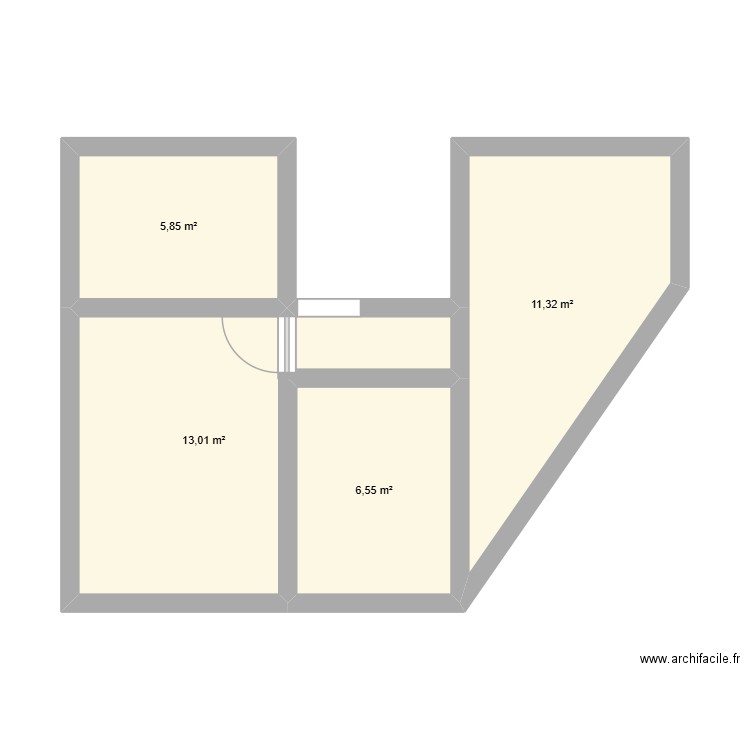 Etage 1. Plan de 4 pièces et 37 m2