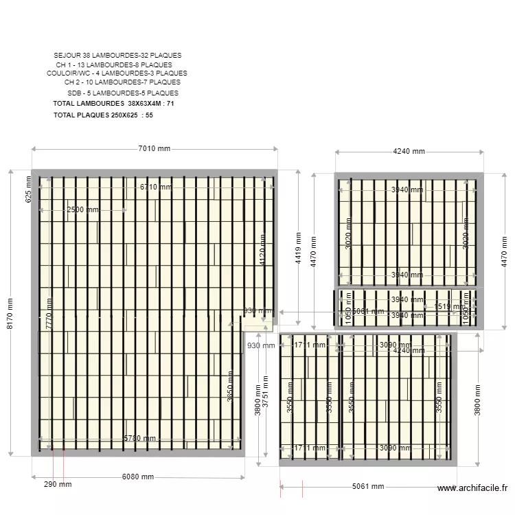 Chalet Montclar 2 PLANCHER SEJOUR/CUIS. Plan de 5  et 82 m²