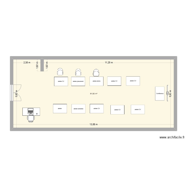 Le plus grand évenement de IGENSIA. Plan de 1 pièce et 82 m2
