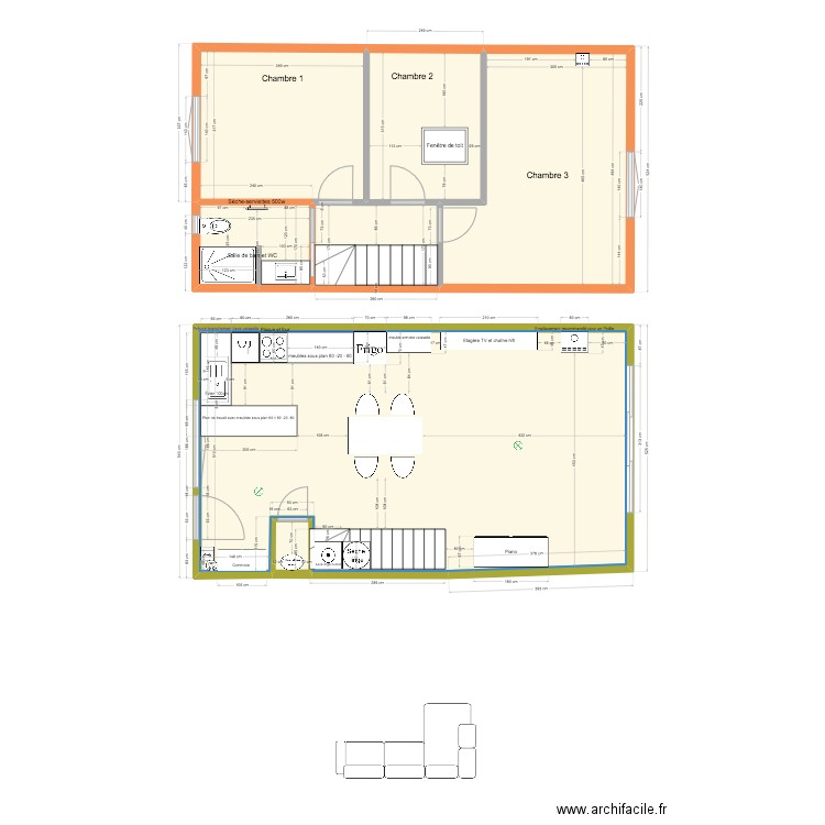 PLANS MAISON BIS. Plan de 7 pièces et 89 m2