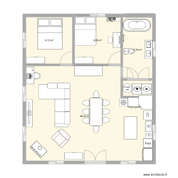 chalet 28x32 plan2. Plan de 5 pièces et 73 m2