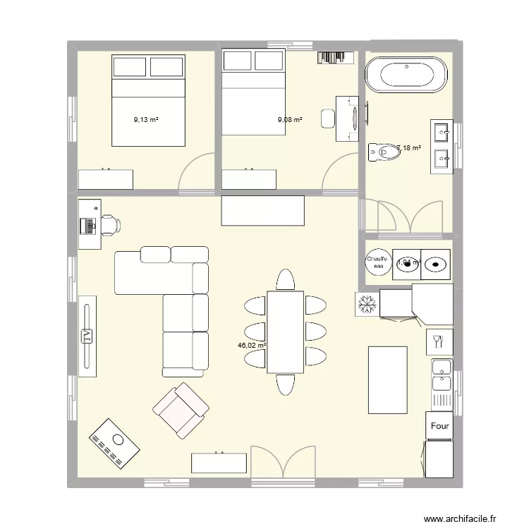 chalet 28x32 plan2. Plan de 5 pièces et 73 m²