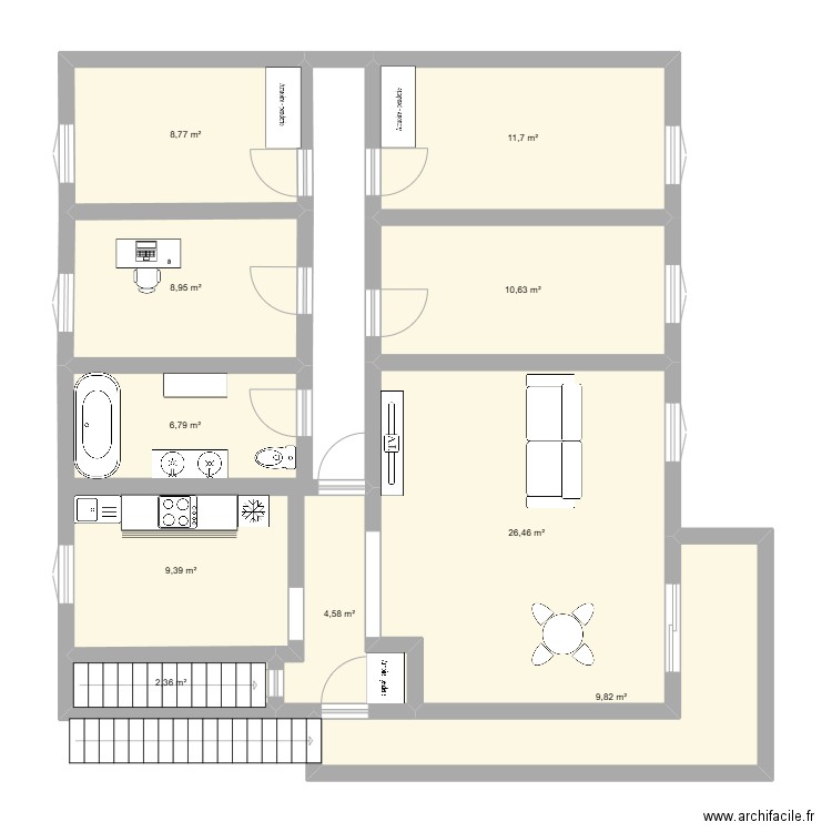 Ostia-  Maison St Paul. Plan de 10 pièces et 99 m2