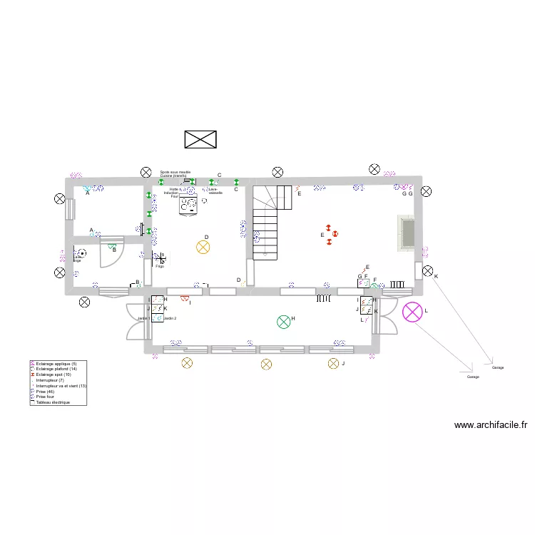 RDC-elec. Plan de 4  et 50 m²
