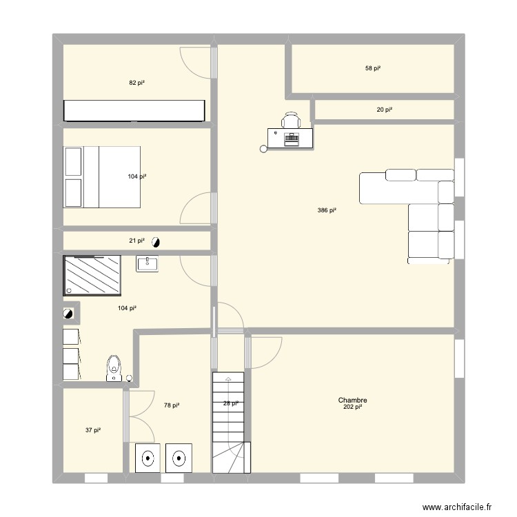 SS4. Plan de 11 pièces et 104 m2