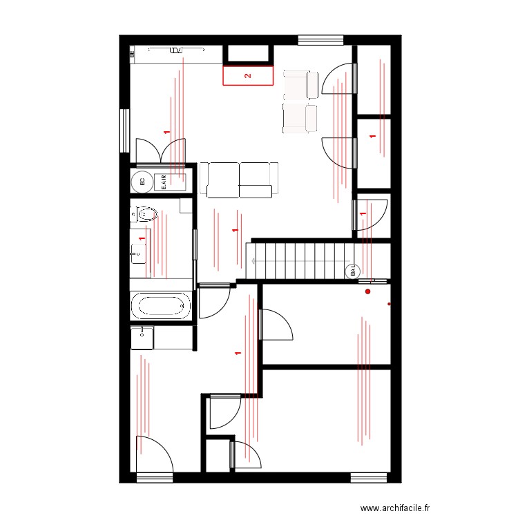 Laberge pose. Plan de 5 pièces et 66 m2