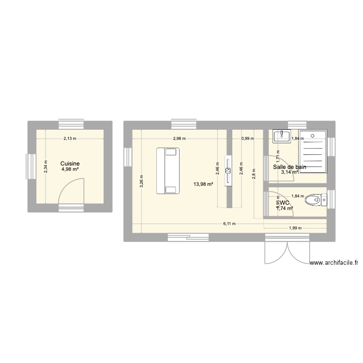 cap v4. Plan de 4 pièces et 24 m2
