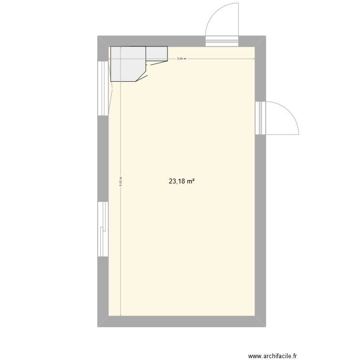 PLAN 4. Plan de 1 pièce et 23 m2