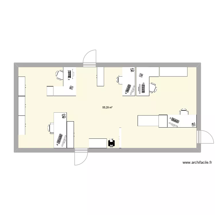 SEC BOI. Plan de 1  et 55 m²
