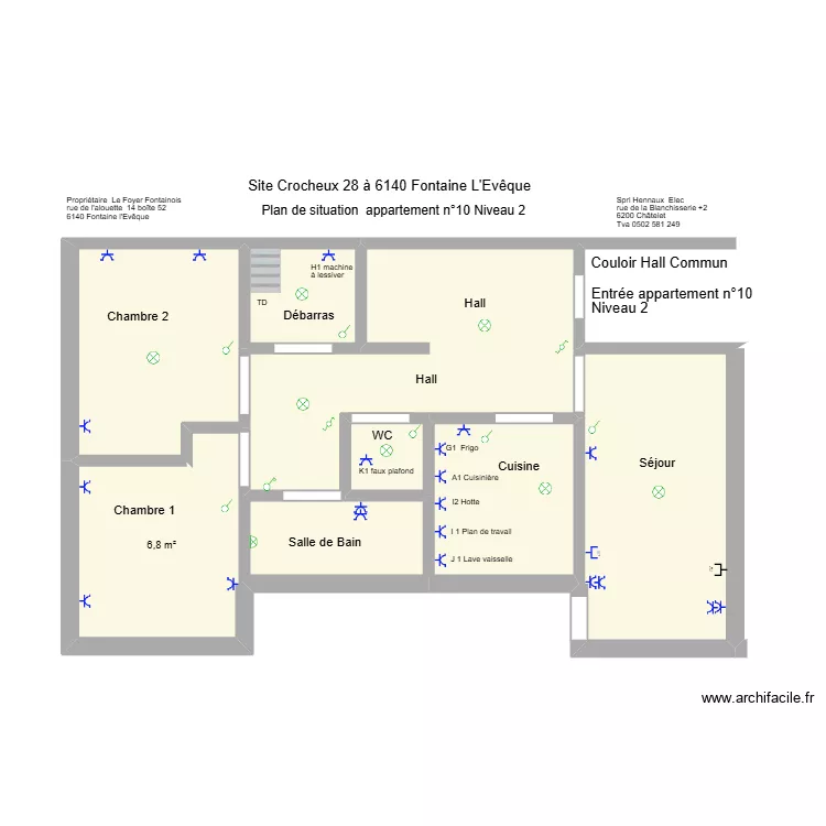 appartement 10. Plan de 8  et 46 m²