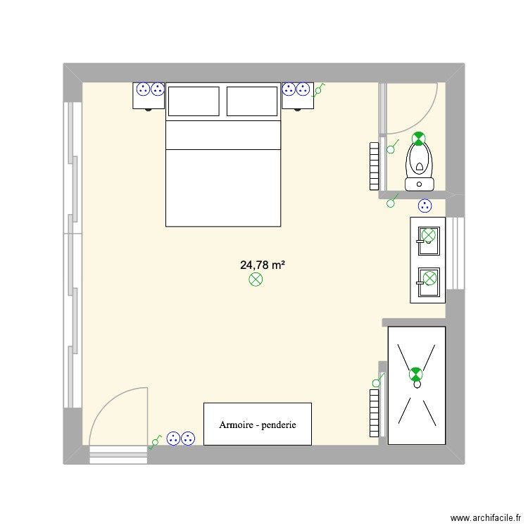 Chambre Pierro - Carol ex 2. Plan de 1 pièce et 25 m2