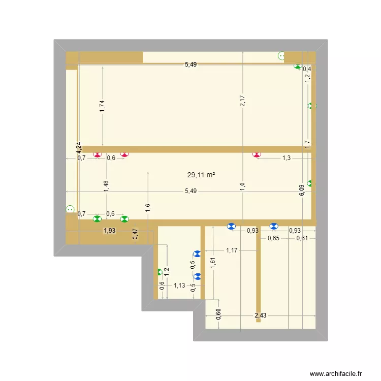 salon cordettes 2. Plan de 1 pièce et 29 m²