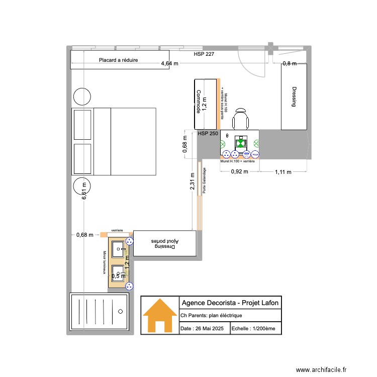 Plan2D_Lafon_ChambreParents_ELEC_Mai2025. Plan de 0 pièce et 0 m2