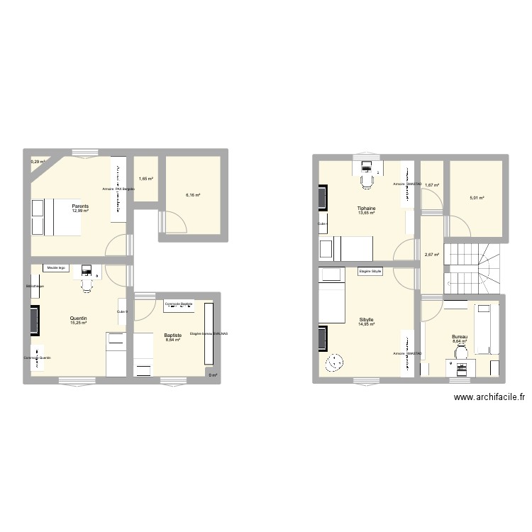 St Charles. Plan de 13 pièces et 92 m2