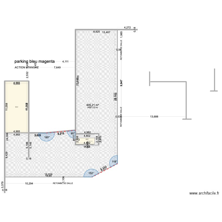 PARKING BLEU MAGENTA. Plan de 3 pièces et 471 m2