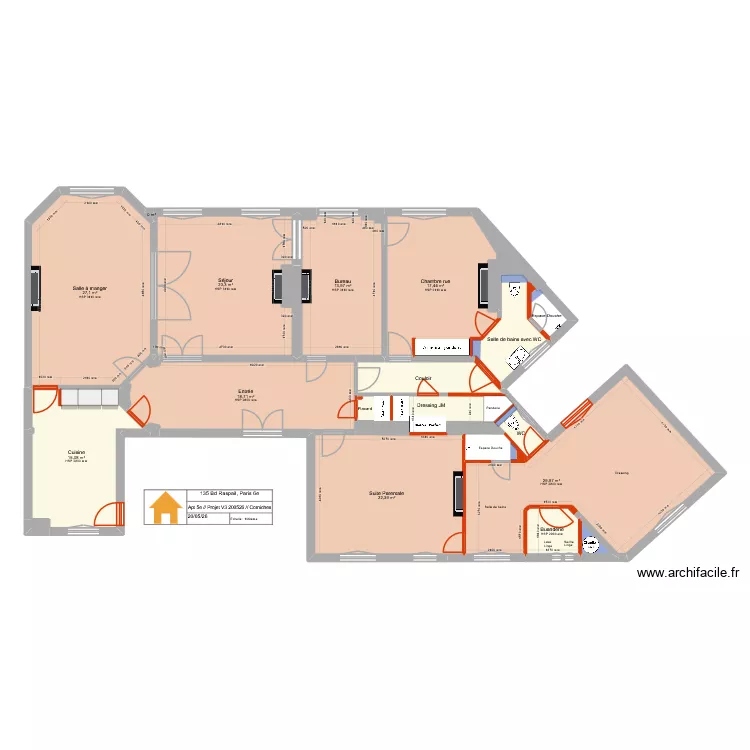 135 Raspail 5e Projet Repérage corniches. Plan de 30 et 196 m² 135 Raspail 5e Projet Repérage corniches. Plan de 30 et 196 m²