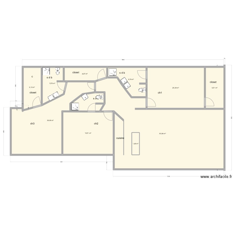 maison autocade  v1. Plan de 10 pièces et 165 m2