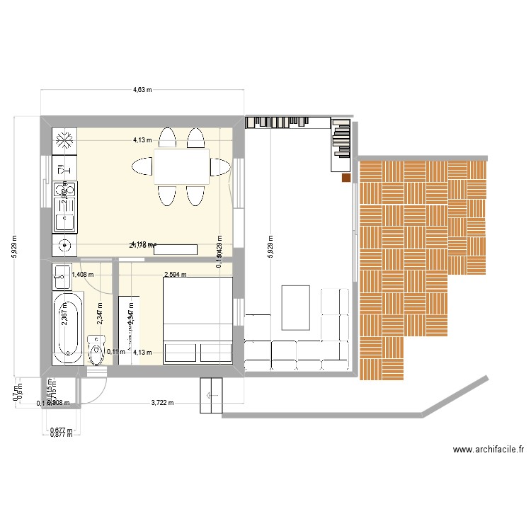 maison yuyu2. Plan de 1 pièce et 22 m2