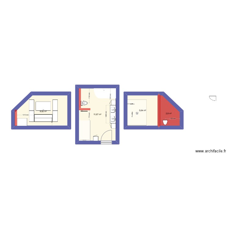 Projet Evrard2. Plan de 4 pièces et 29 m2