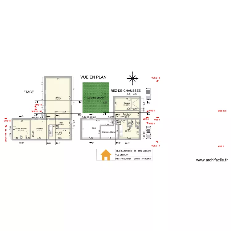 V.RADOUX - VUE EN PLAN - 1/100 - ARCHI - V2.01. Plan de 
