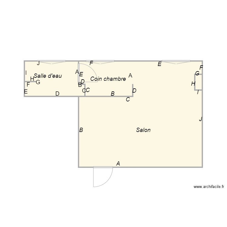 Croquis MAURET 2nd étage gauche. Plan de 3 pièces et 25 m2