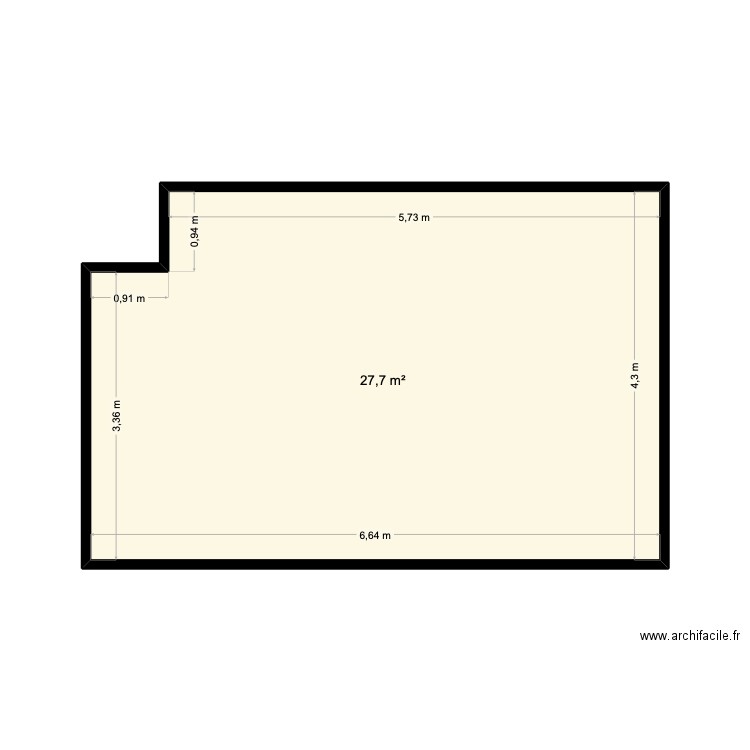 Pièce du bas. Plan de 1 pièce et 28 m2