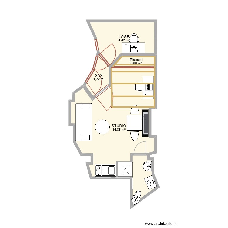 plan loge. Plan de 0 pièce et 0 m2