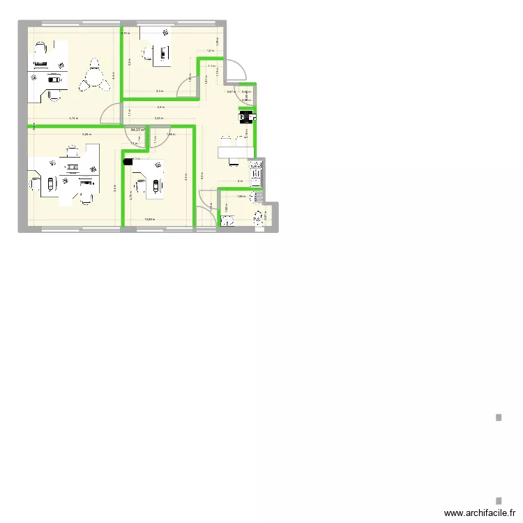 Bureau Guist\'Hau. Plan de 1 et 84 m² Bureau Guist\'Hau. Plan de 1 et 84 m²