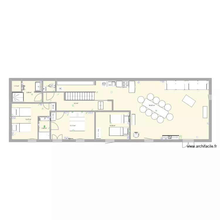 plan haut 2. Plan de 9  et 121 m²