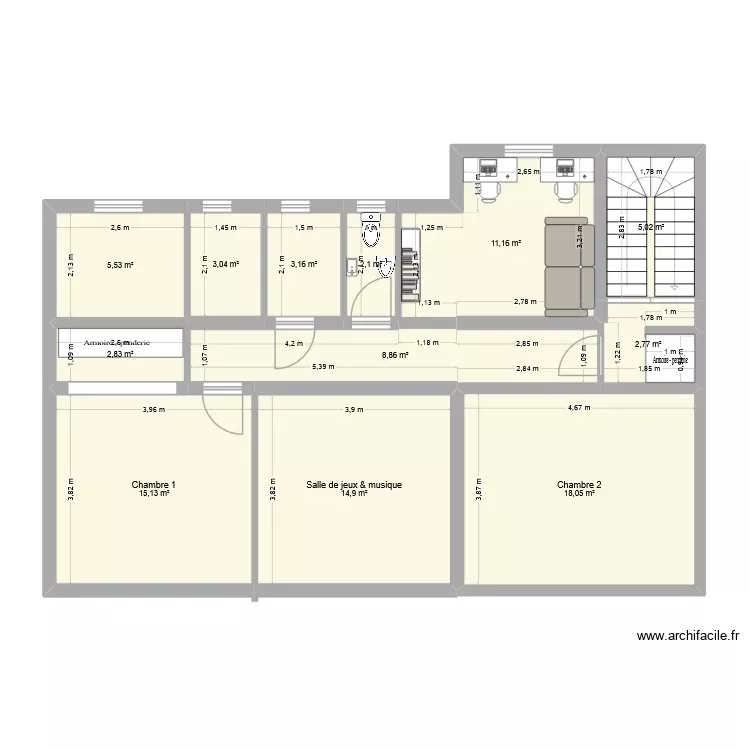Vénerie Montgeron 1er étage modif. Plan de 12 Pièces et 93 m² Vénerie Montgeron 1er étage modif. Plan de 12 Pièces et 93 m²