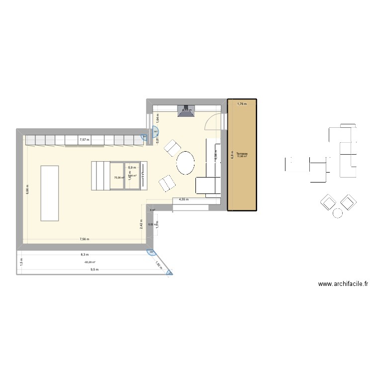 Manigod. Plan de 6 pièces et 104 m2
