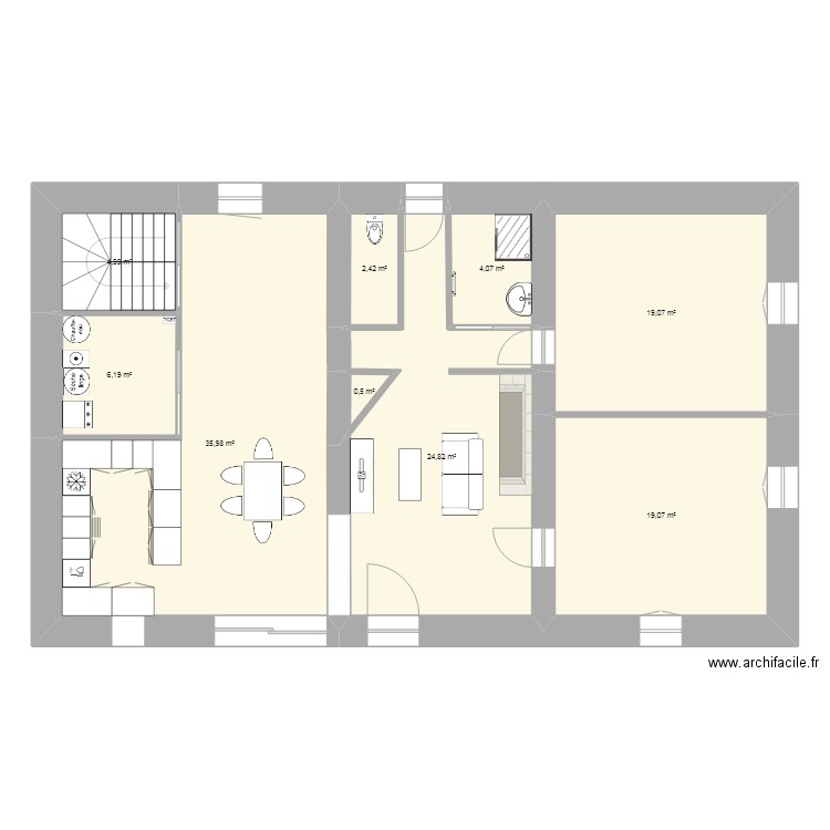 maison 3. Plan de 9 pièces et 117 m2