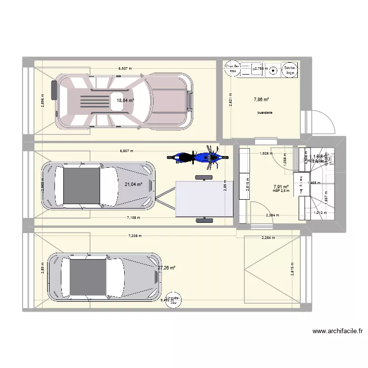 plan garage + wc. Plan de 12  et 156 m²
