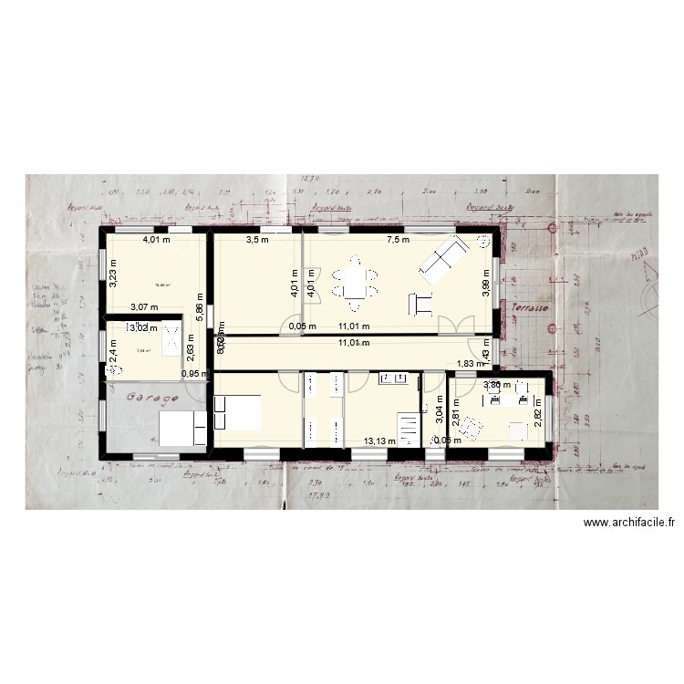 Maison Orthez v2. Plan de 4 pièces et 262 m2