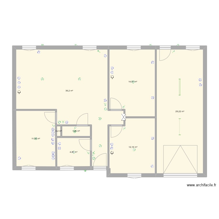 Guilloiseau. Plan de 8 pièces et 110 m2