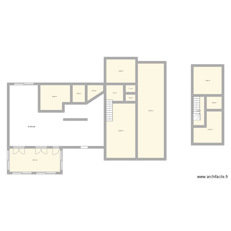 rossi. Plan de 14 pièces et 144 m2