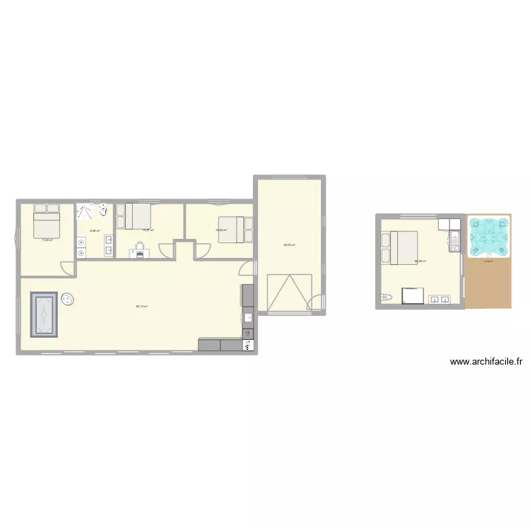 maison 3. Plan de 7  et 144 m²