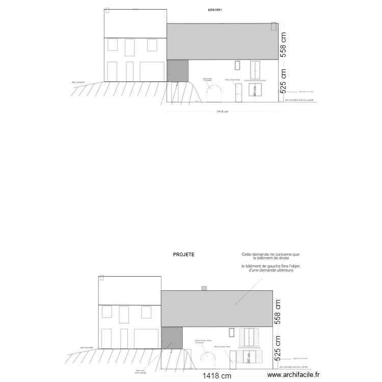 essai charpente Fa&ccedil;ade Sud Ouest. Plan de 