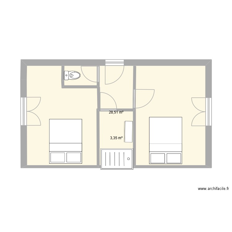 agrandissement ronce. Plan de 2 pièces et 32 m2