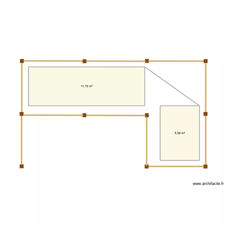 Terrasse caravanes. Plan de 2  et 17 m²