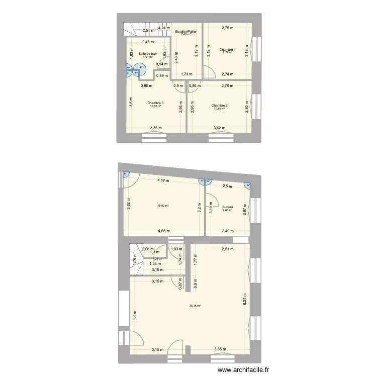 L\'Houmeau apr&egrave;s travaux. Plan de 9  et 107 m²