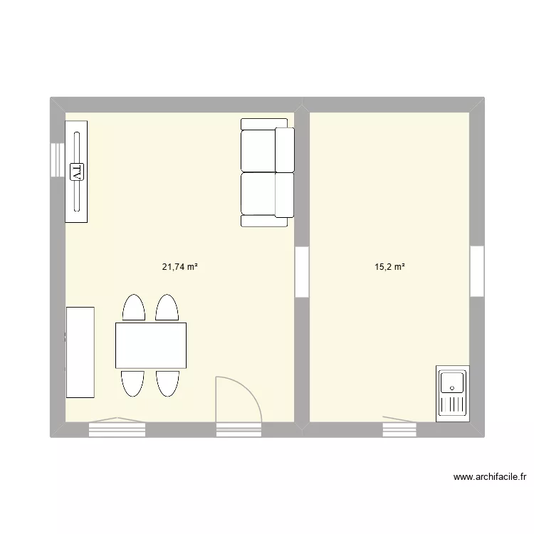 EX dessin. Plan de 2  et 37 m²