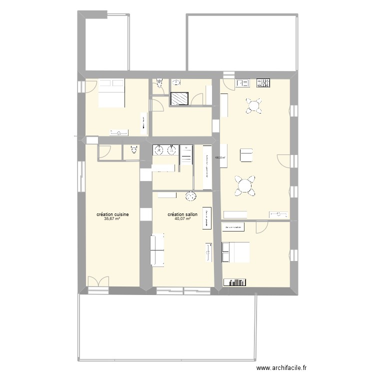 jean loup. Plan de 3 pièces et 176 m2