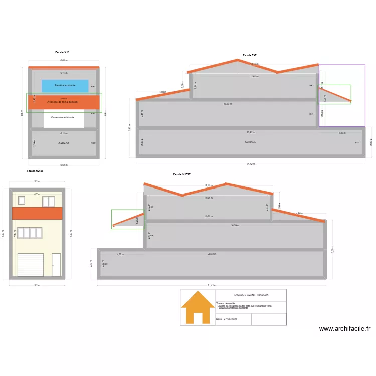 DP11- Facades avant travaux. Plan de 