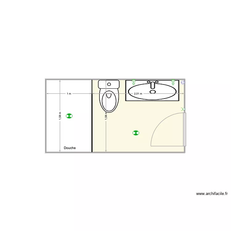 saint Martin sdb. Plan de 2  et 5 m²
