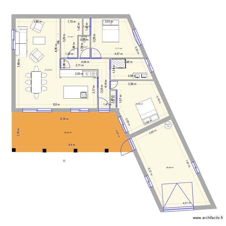maison roro et nena 2 v. Plan de 9 pièces et 135 m2