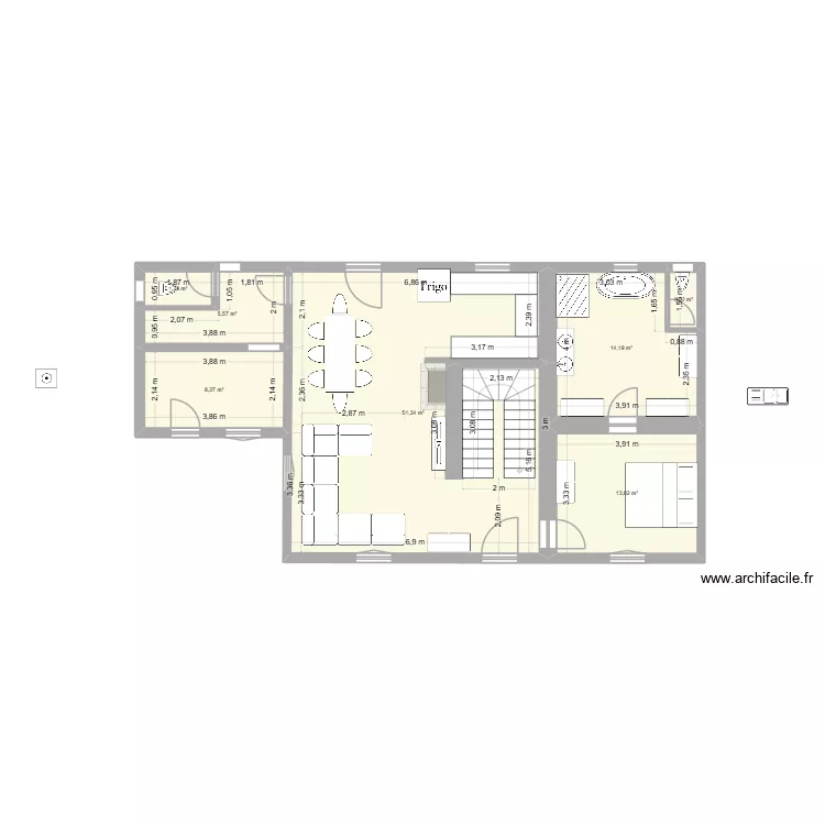 RDC MF. Plan de 7  et 95 m²