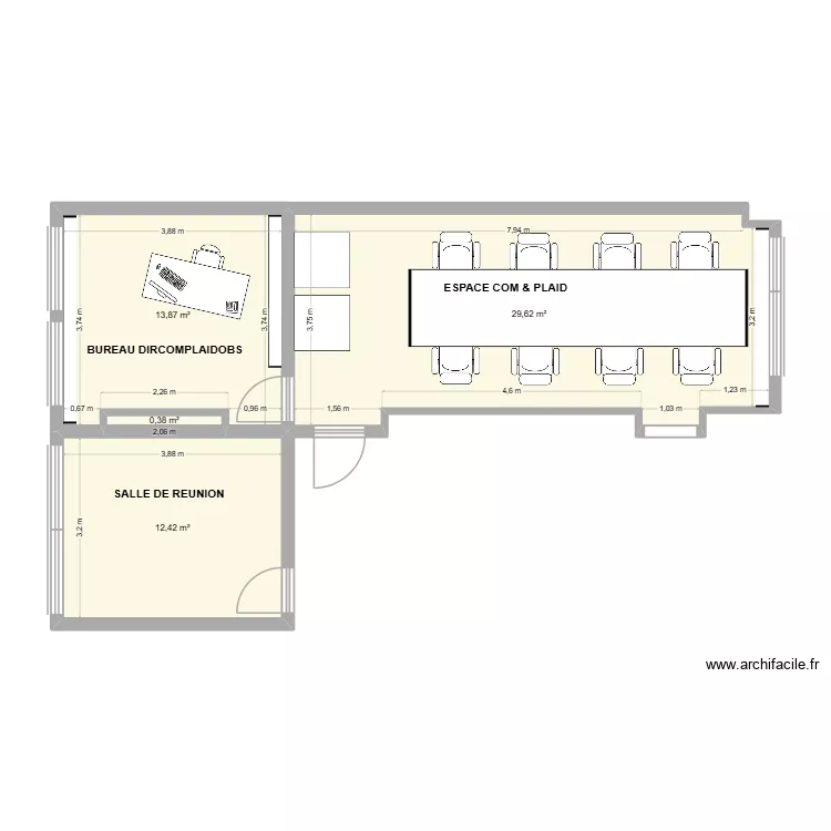 Plan 3e - Option 1. Plan de 4 et 56 m² Plan 3e - Option 1. Plan de 4 et 56 m²