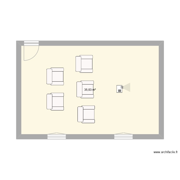 salle cinéma maison hatier. Plan de 1 pièce et 35 m2